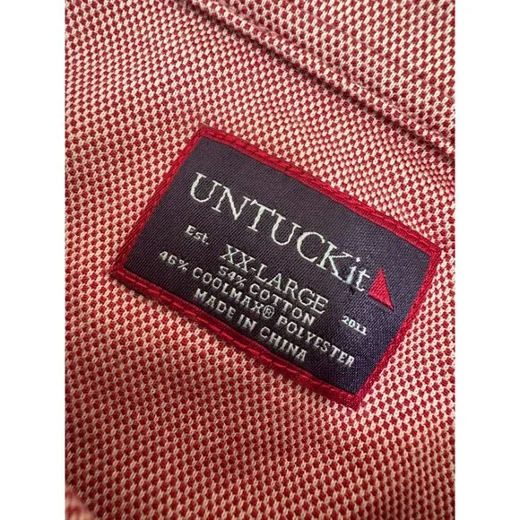 Untuckit Hyde Shirt Mens 2XL XXL Coolmax Button Up Long Sleeve Stretch Salmon - Picture 3 of 8